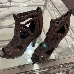 Zigi Soho Dark Brown Braided Heels